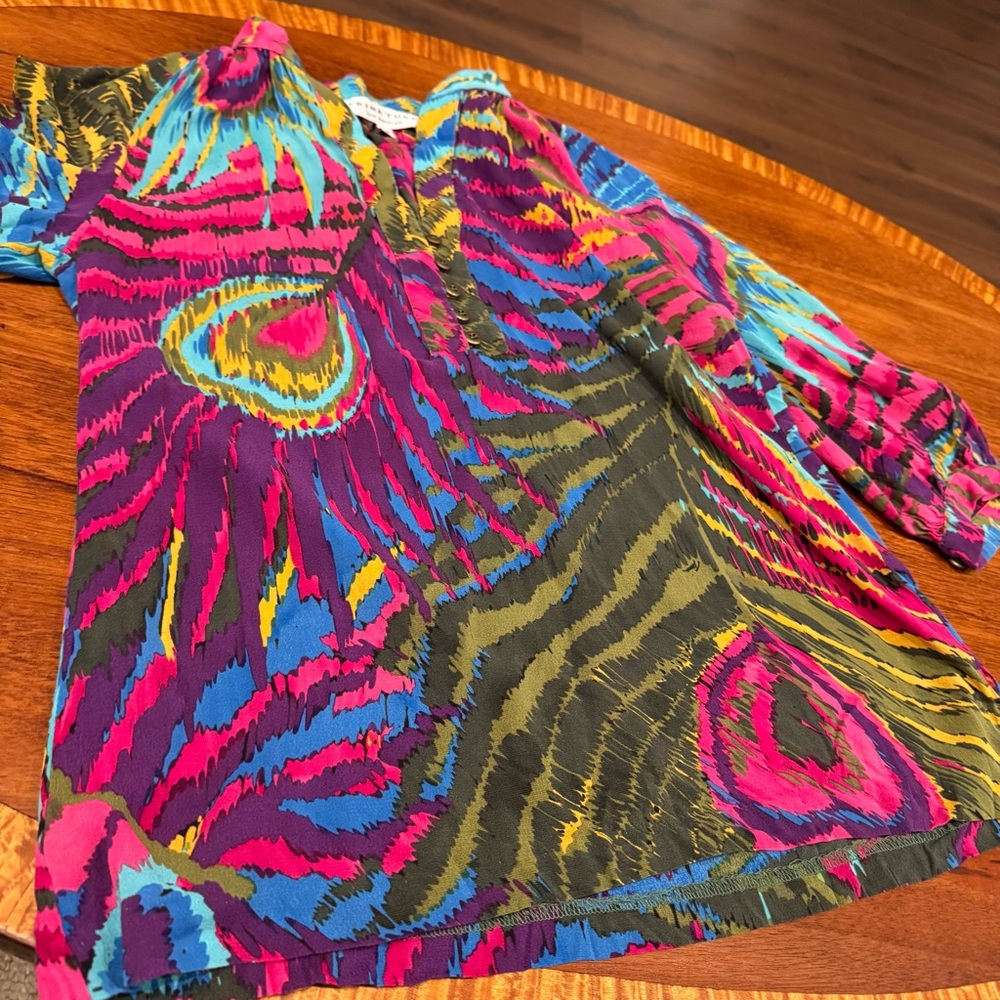 Trina Turk Nomadic Peacock Ingrid Top in Multi Silk Blend Size Small Popover - Picture 8 of 12